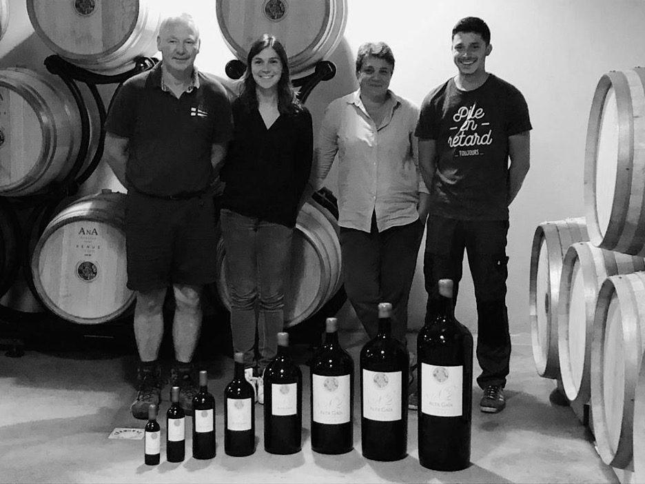 The Mallemanche family in the barrel room